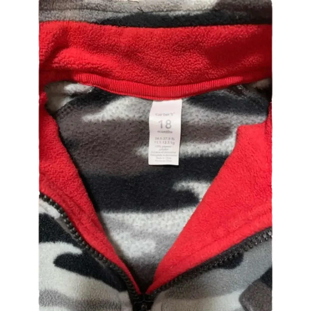 Carters Black Gray Red Army Fatigue Fleece Sweatshirt Size 18mos